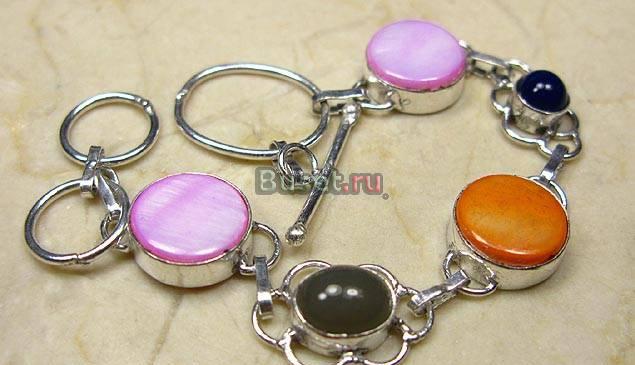 Браслет из перламутра и  халцедона  серебро 925 Москва