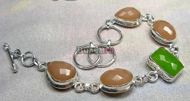 Браслет халцедоны серебро 925 Москва