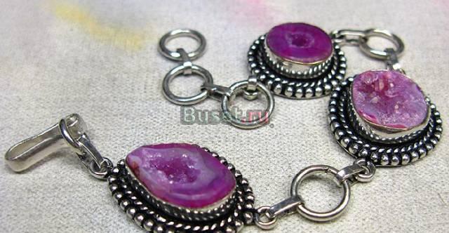 Браслет друза агата в серебре 925 2 варианта Москва