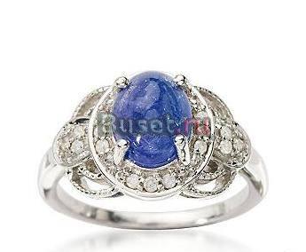 Серебряное кольцо-танзанит,бриллианты Москва