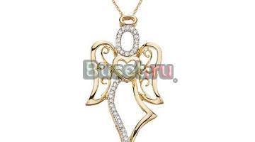 Золотая подвеска-ангелок с бриллиантами+цепочка Москва