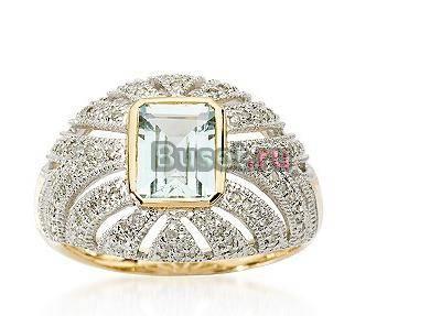 Золотое кольцо-аквамарин,бриллианты Москва