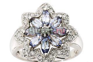 Золотое кольцо-танзаниты,бриллианты Москва