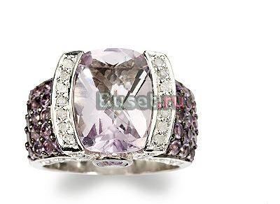 Серебряное кольцо-аметисты,топазы,бриллианты Москва