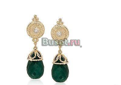 Золотые серьги-изумруды,бриллианты Москва