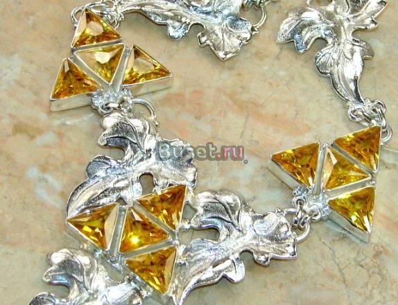 Цитрины, серебро 925, роскошное колье, 72гр Москва