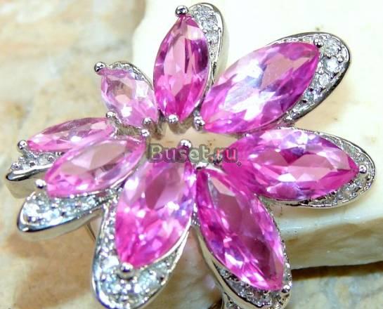 Розовые топазы серебро, изумительный перстень р.18 Москва