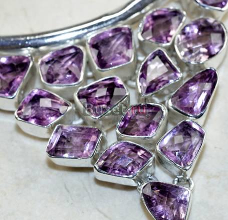 Аметисты, серебро 925, роскошное колье. 94гр Москва