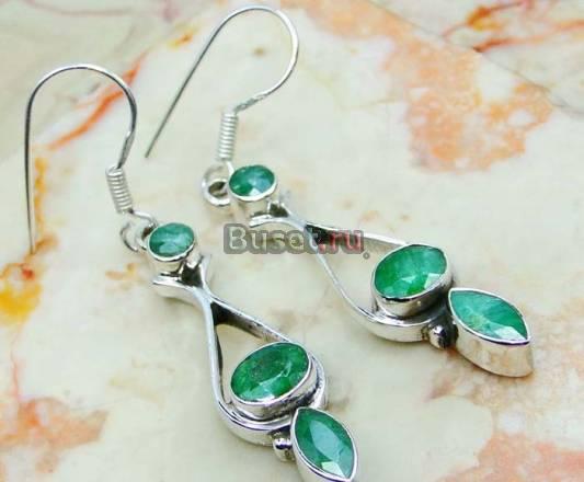 Серьги Изумруд серебро 925 Москва