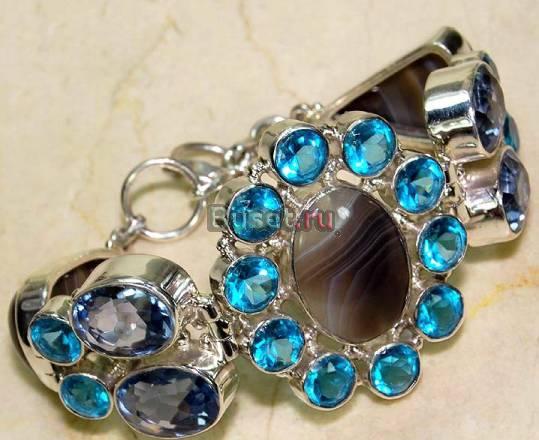 Ботсванский агат, кварц, серебро 925, 53гр Москва