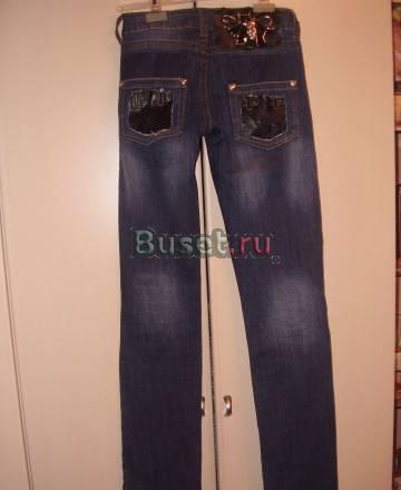 Джинсы Рhilipp Plein с кожаными вставками Москва