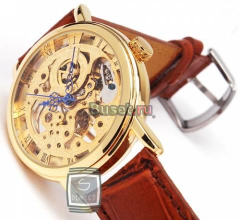 Прозрачные часы goer Gold Skeleton Golden Mechanic Москва