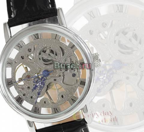 Прозрачные часы goer  Silver  Skeleton  Mechanical Москва