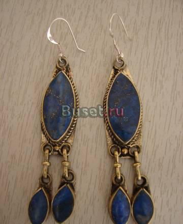 Винтажные серьги в восточном стиле с лазуритом Москва