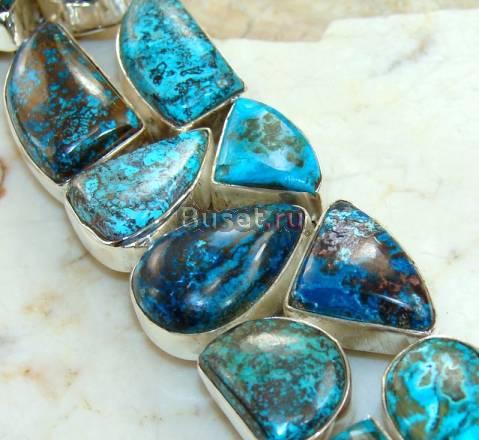 Эффектный серебряный браслет с хризоколлой Москва