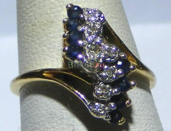 Кольцо водопада Сапфиров, Бриллиантов 0,5карат Москва