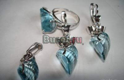 Комплект с топазами в белом золоте 585 пробы Москва