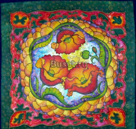 Платок "Маки",батик,авторская работа.68/68см Ярославль