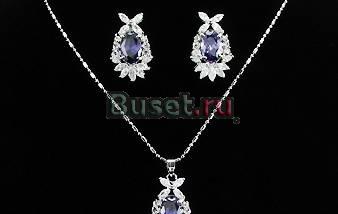 Набор с аметистами и бриллиантами (серьги и кулон) Москва