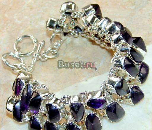 Сливовые аметисты, серебро 925, браслет 73 гр Москва