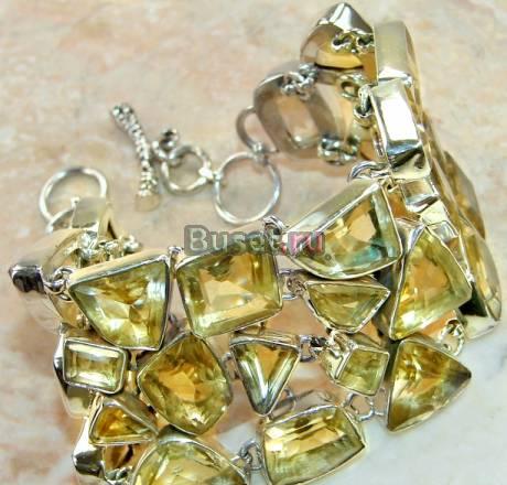 Цитрины, серебро 925, роскошный браслет, 76 гр Москва