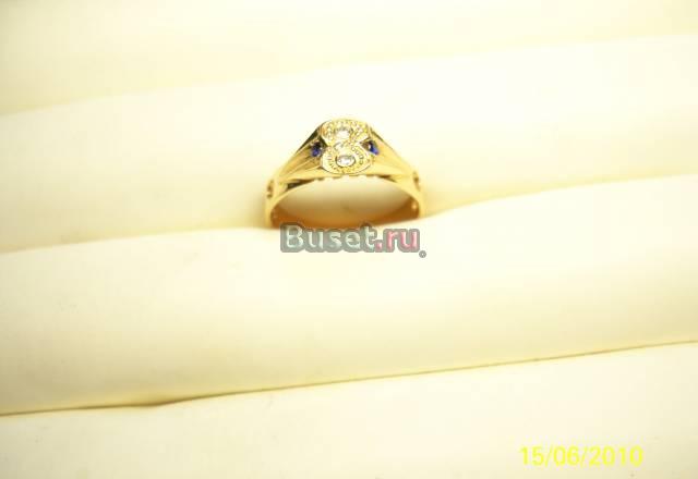 Зол. перстень с нат. брил-ми и сапфирами, р-р15.5 Москва
