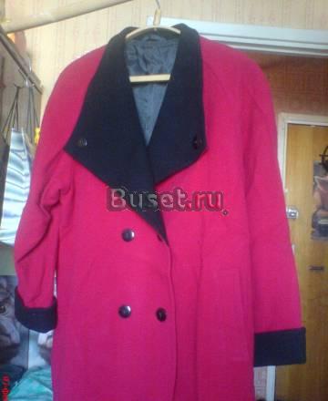 Пальто шерстяное (Красно-малиновое) Москва