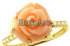 Золотое кольцо-коралловый цветок,бриллианты Москва