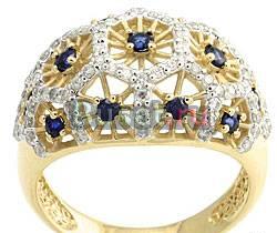 Золотое кольцо-бриллианты 0,5 карата,сапфиры Москва