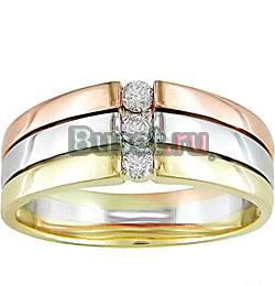 Трехцветное золотое кольцо с бриллиантами Москва