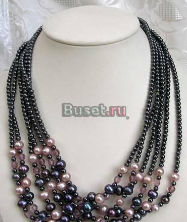 ***Ожерелье ЖЕМЧУГ с агатом и хрусталём*** Москва