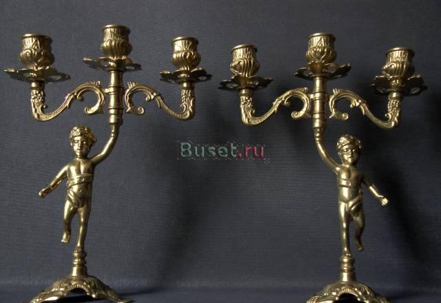 Подсвечник на три свечи с путти, Западная Европа Москва
