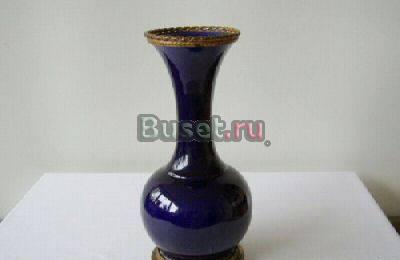 Кобальтовая ваза. Фарфор в бронзе. Севр. 27см Москва