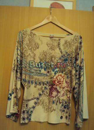 Блузка с цветочным орнаментом, трикотаж Москва