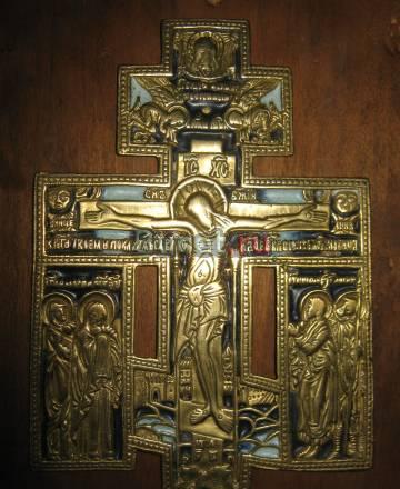 Киотный крест 18-19 век 16.5х10.5 остатки эмали Москва