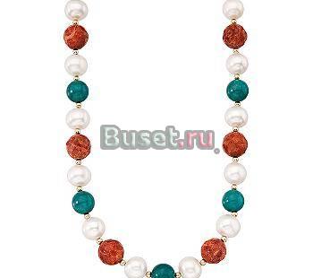 Ожерелье-жемчуг,бирюза,кораллы Москва