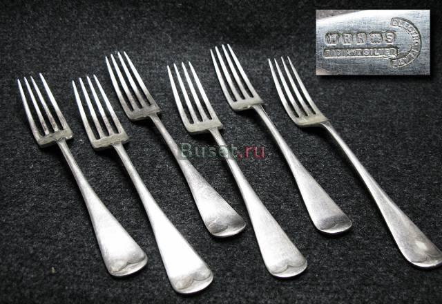 Антикварные посеребрянные столовые вилки 6 шт комп Москва