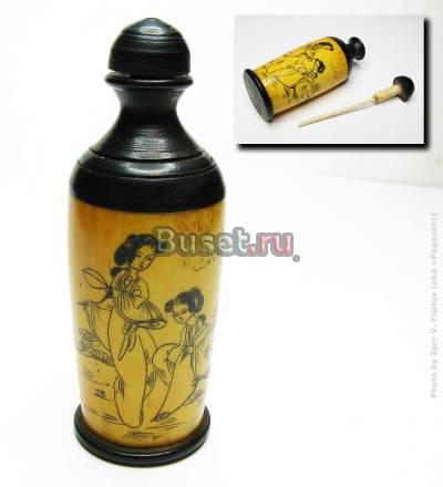 Антикварный  /флакон / дама / из кость / дерев Москва