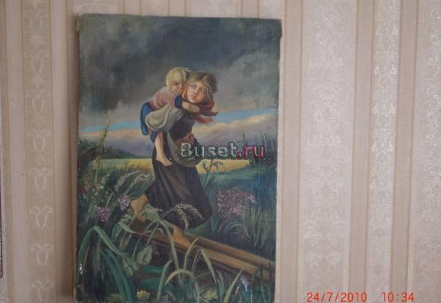 Картина гроза40-50годов холст масло Москва