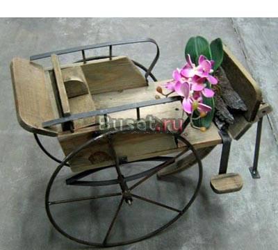 Садовый декор Телега, подставка для цветов Москва