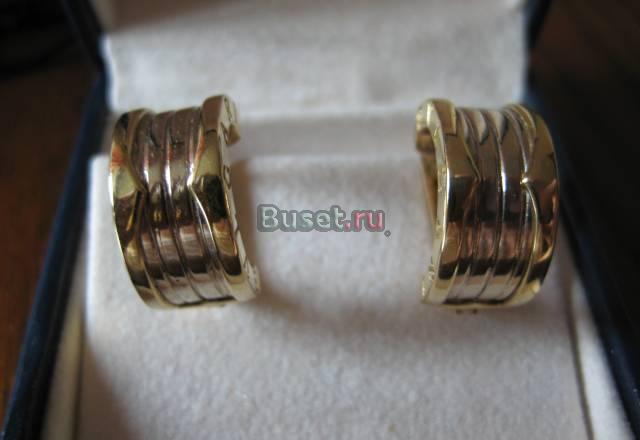Серьги булгари из белого и желтого золота Москва