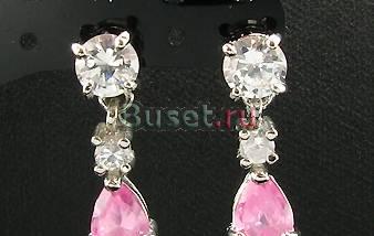Серьги с розовыми сапфирами и топазами Москва