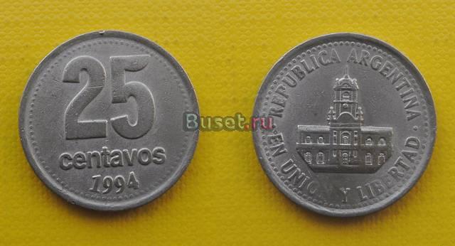 Аргентина 25 сентаво 1994г Челябинск