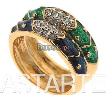 Кольцо с кристаллами Swarovski и цветной эмалью Москва