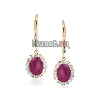 Золотые серьги-рубины,бриллианты Москва