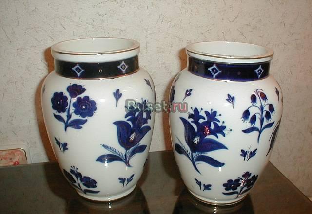 Вазы лфз парные - синие цветы Москва