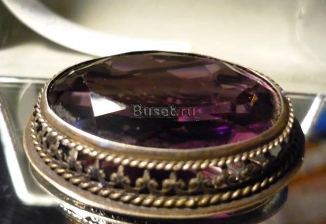 Брошь с аметистом в серебре Москва