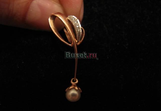 Серьги золотые с жемчугом Москва