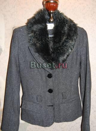 Жакет женск. серый (блестит) с мехом Екатеринбург