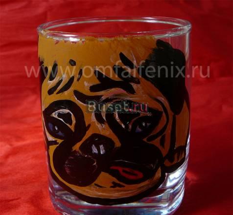 Бокал. "Мопсик". -. ручная. роспись Москва
